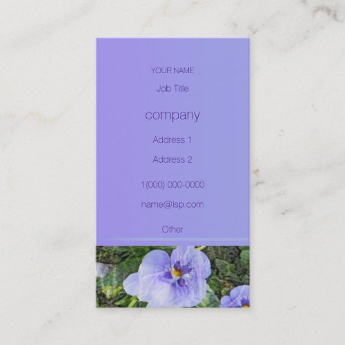 Light Purple Pansies Business Card