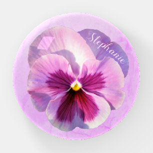 Light Purple Pansy Personalized Floral Paperweight