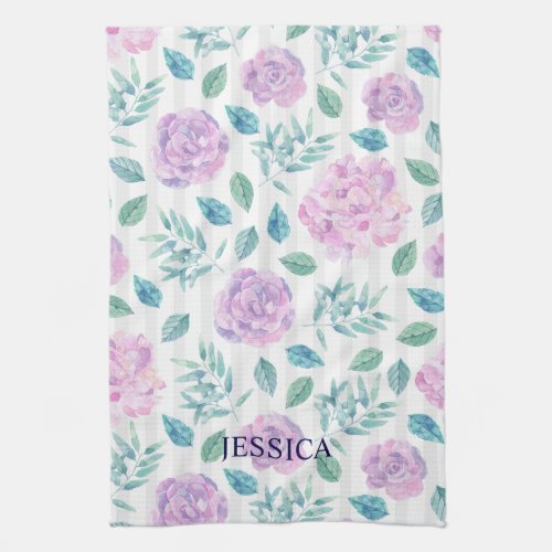 Light Purple  Pink Flowers Pattern Towel