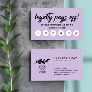 Light Purple Pink Star Loyalty Pays Off Logo Card