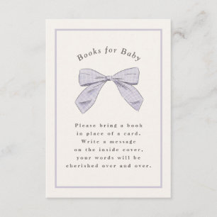 Light Purple Plaid Bow Elegant Baby Shower Enclosure Card