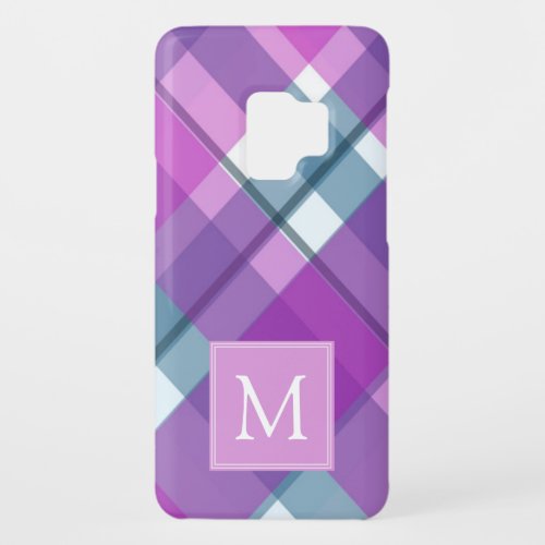 Light Purple Plaid Monogram Case_Mate Samsung Galaxy S9 Case