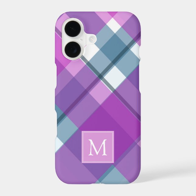 Light Purple Plaid Monogram Iphone Case (Back)