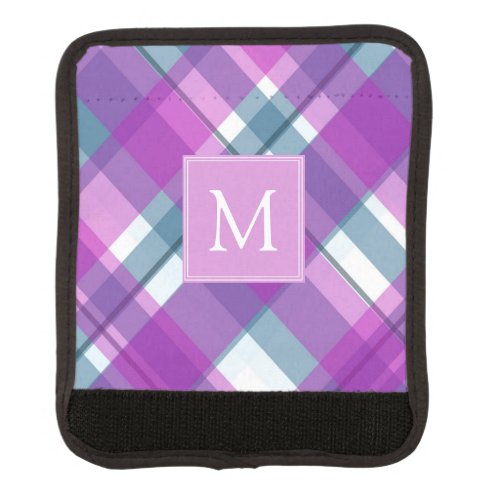Light Purple Plaid Monogram Luggage Handle Wrap