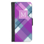 Light Purple Plaid Monogrammed iPhone 8/7 Wallet Case