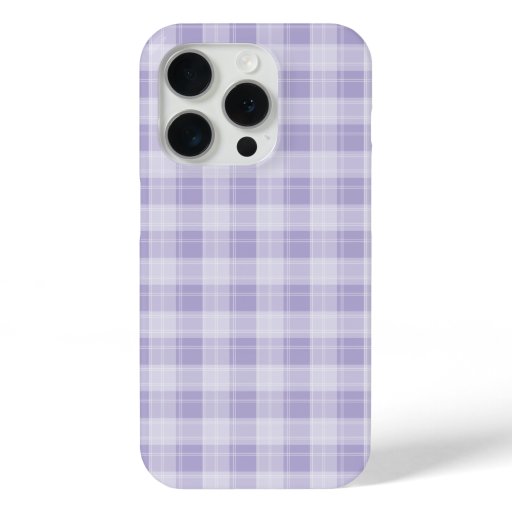 Light Purple Plaid Pattern iPhone 15 Pro Case