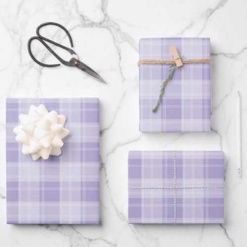 Light Purple Plaid Pattern Wrapping Paper Sheets