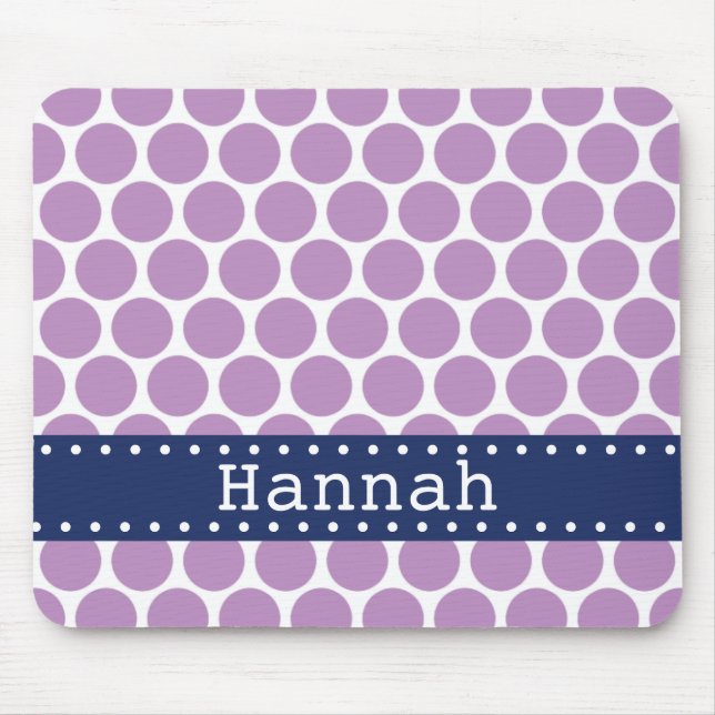 Light Purple Polka Dot Pattern Blue Banner Mouse Pad (Front)