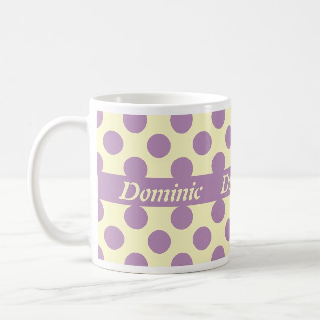 Light Purple Polka Dots Personalized Mugs (Left)