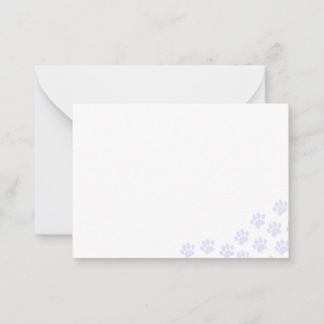 Light Purple Puppy Paw Prints  Note Card (Front)