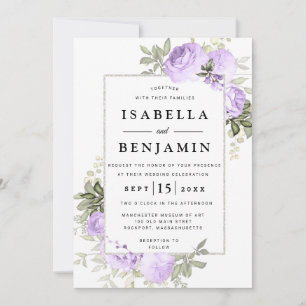 Light Purple Rose Rustic Floral Wedding Invitation
