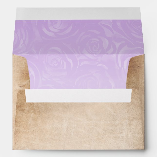 Light Purple Roses Parchment Return Address Envelope (Back (Bottom))