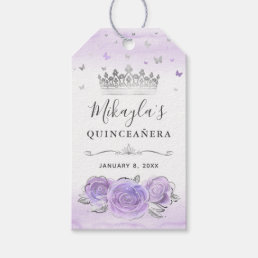 Light Purple Roses Silver Crown Thank You Favor Gift Tags