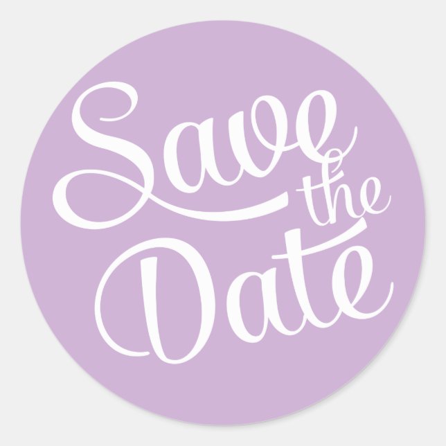 Light Purple Save the Date Classic Round Sticker (Front)