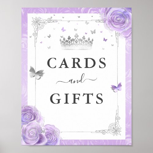Light Purple Silver Crown Cards and Gifts Sign