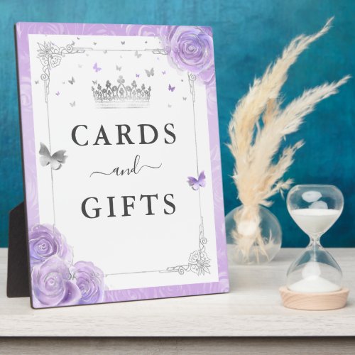 Light Purple Silver Crown Cards and Gifts Sign Plaque