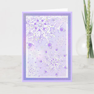 light purple snowflake & frosted heart card