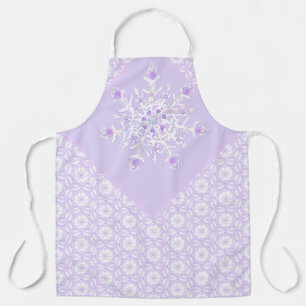 light purple snowflake & glittering heart apron