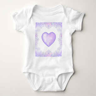 light purple snowflake & glittering heart baby bodysuit