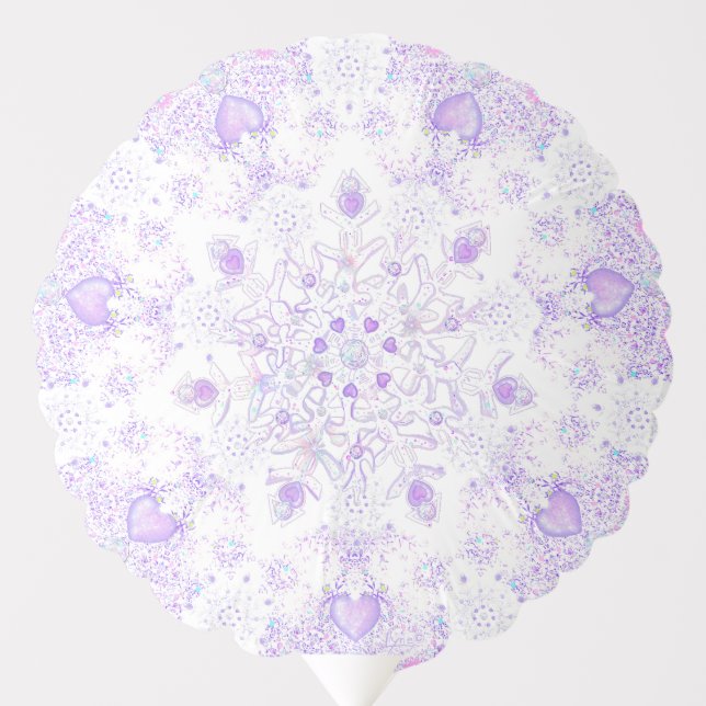 light purple snowflake & glittering heart balloon (Front)
