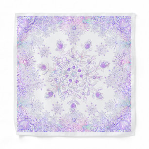 light purple snowflake & glittering heart bandana