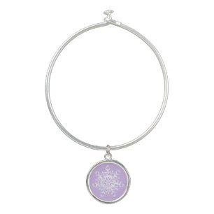 light purple snowflake & glittering heart bangle bracelet