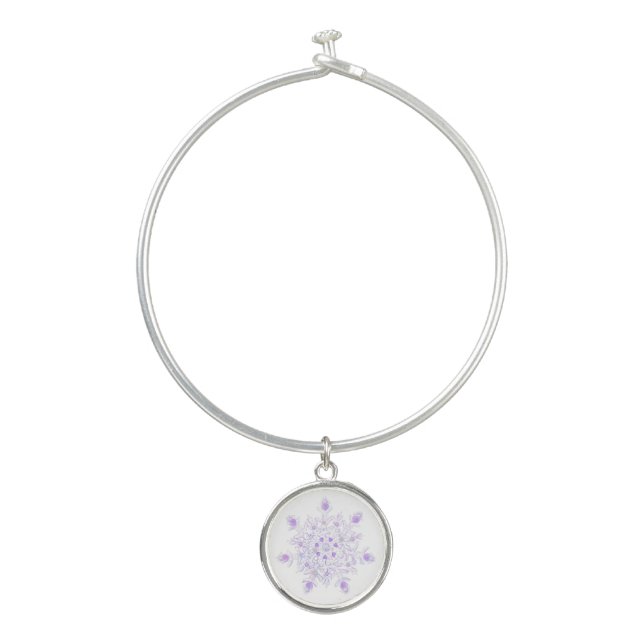 light purple snowflake & glittering heart bangle bracelet (Front)