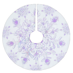 light purple snowflake & glittering heart brushed polyester tree skirt