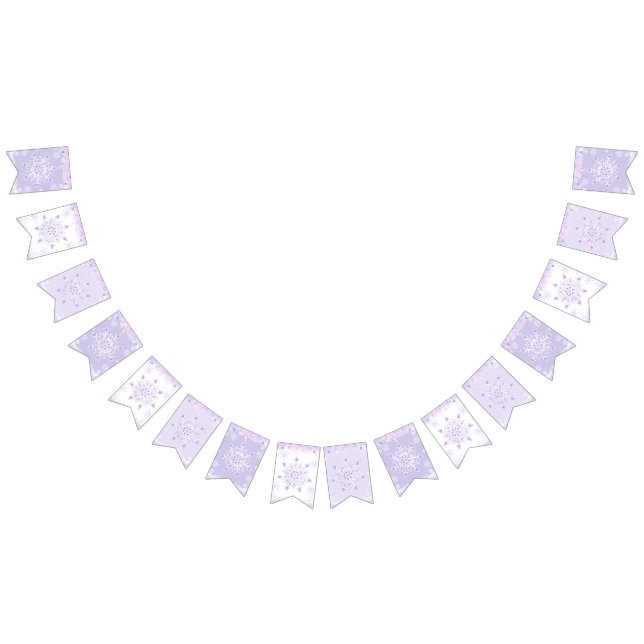 light purple snowflake & glittering heart bunting flags (All)