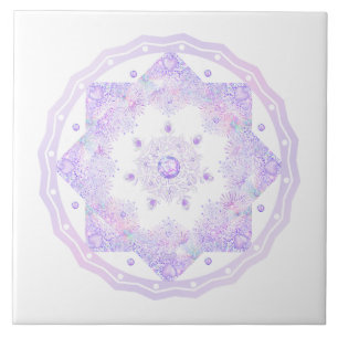 light purple snowflake & glittering heart ceramic tile