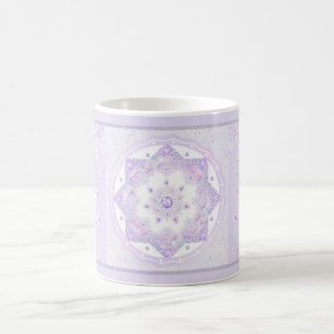 light purple snowflake & glittering heart coffee mug