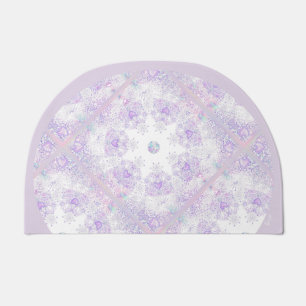 light purple snowflake & glittering heart doormat
