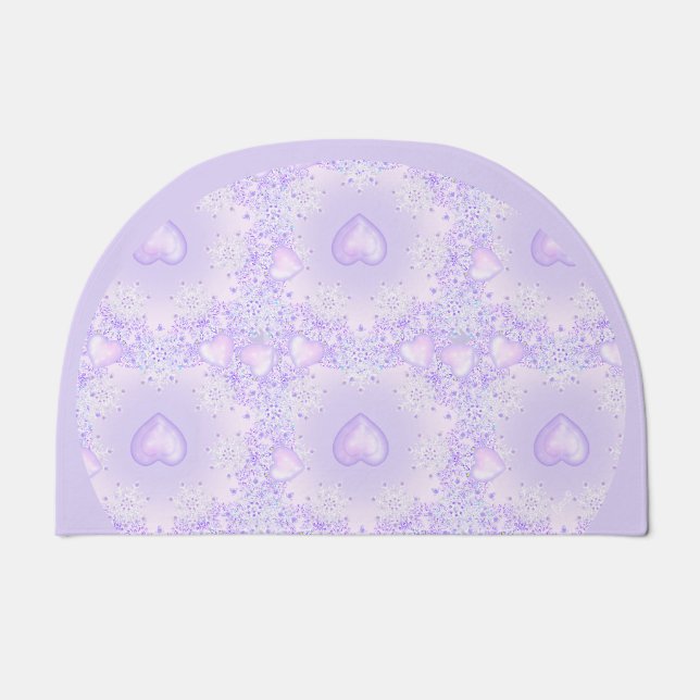 light purple snowflake & glittering heart doormat (Front)