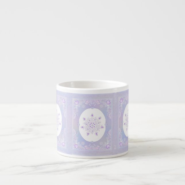 light purple snowflake & glittering heart espresso cup (Front)