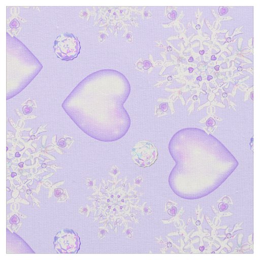 light purple snowflake & glittering heart fabric