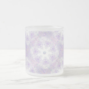 light purple snowflake & glittering heart frosted glass coffee mug