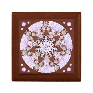 light purple snowflake & glittering heart gift box
