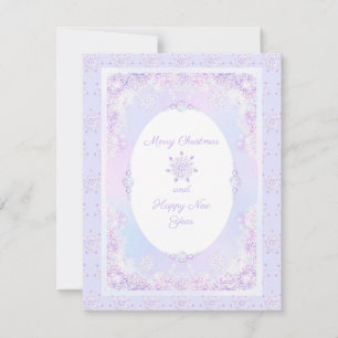 light purple snowflake & glittering heart invitation