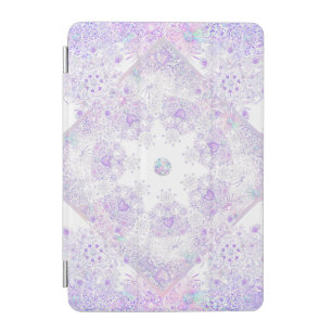 light purple snowflake & glittering heart iPad mini cover