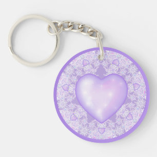 light purple snowflake & glittering heart keychain