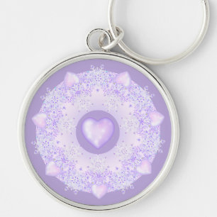 light purple snowflake & glittering heart keychain