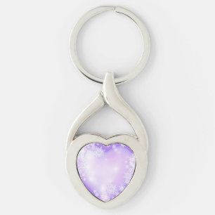 light purple snowflake & glittering heart keychain
