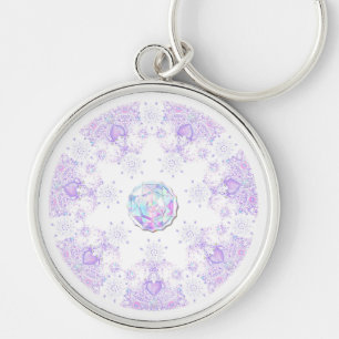 light purple snowflake & glittering heart keychain