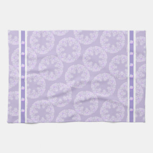 light purple snowflake & glittering heart kitchen towel