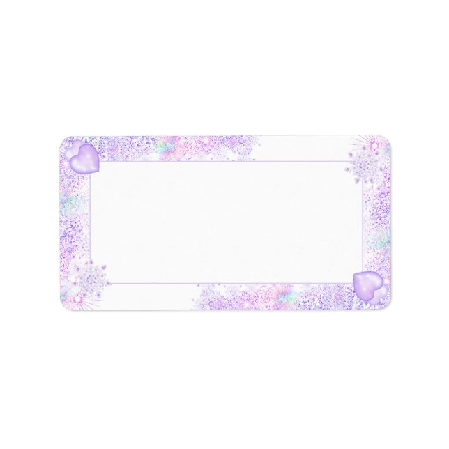 light purple snowflake & glittering heart label (Front)