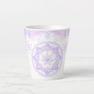 light purple snowflake & glittering heart latte mug