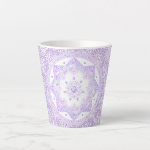 light purple snowflake & glittering heart latte mug
