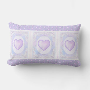 light purple snowflake & glittering heart lumbar pillow