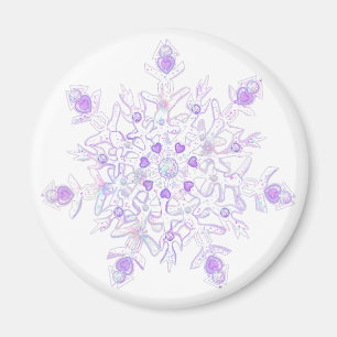 light purple snowflake & glittering heart magnet