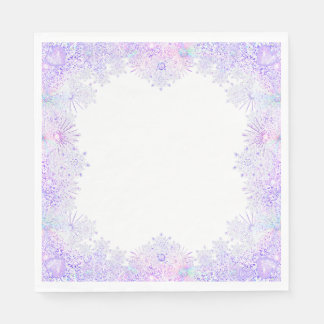 light purple snowflake & glittering heart napkins